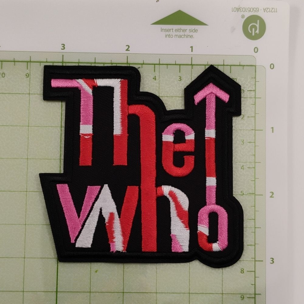The Who Iron On Embroidered Patch Pink and White on Black background - Picture 9 of 10